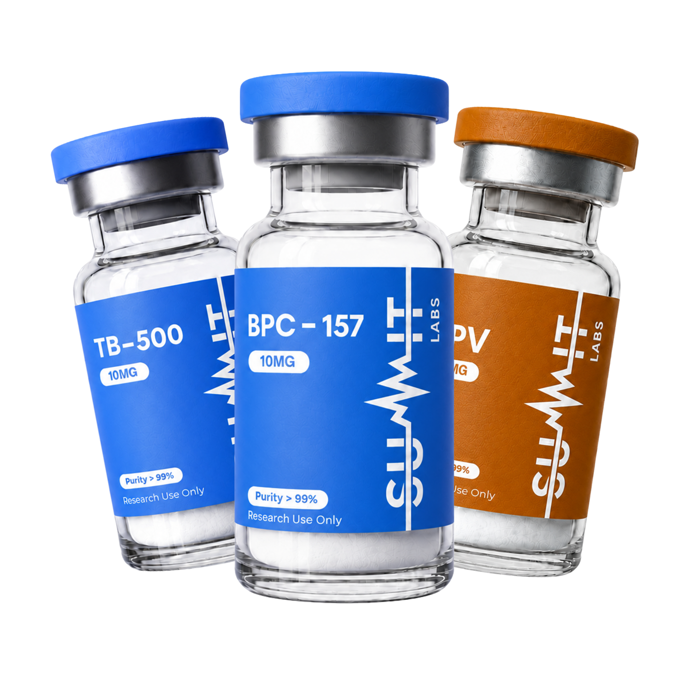 A lineup of Summit Labs vials, representing the range of compounds evaluated before they're sourced